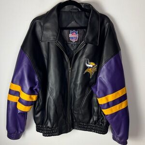 VTG NFL Vikings Faux Leather Jacket - Men's XL